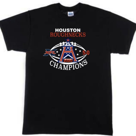 XFL 2020 Champion Houston Roughnecks Tshirt Black - Picture 1 of 3